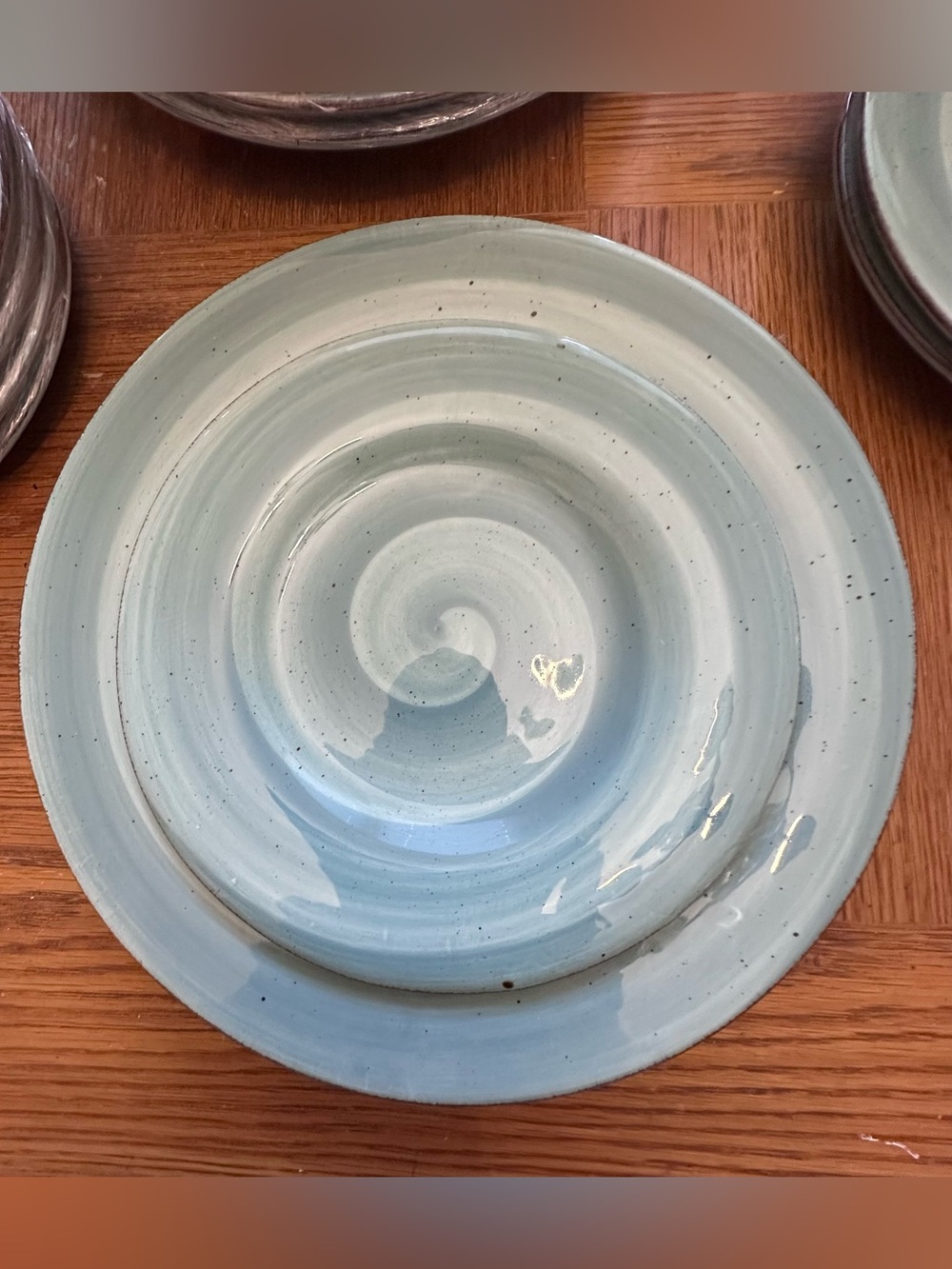Handcrafted blue/green swirl CeramicDinner and salad Plate set- Glazed Stoneware